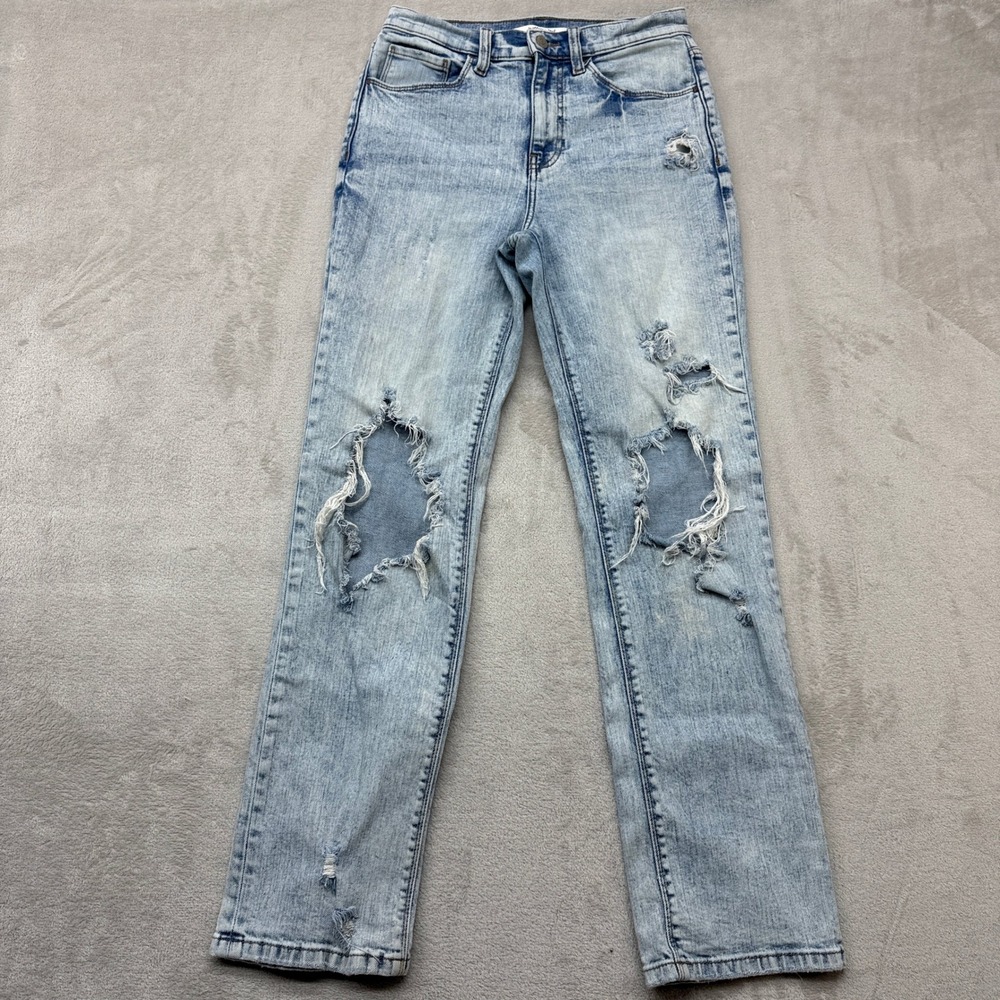 Willow + Root Jeans Women's 27 Distressed Light Wash The‎ Rise Up Straight Denim